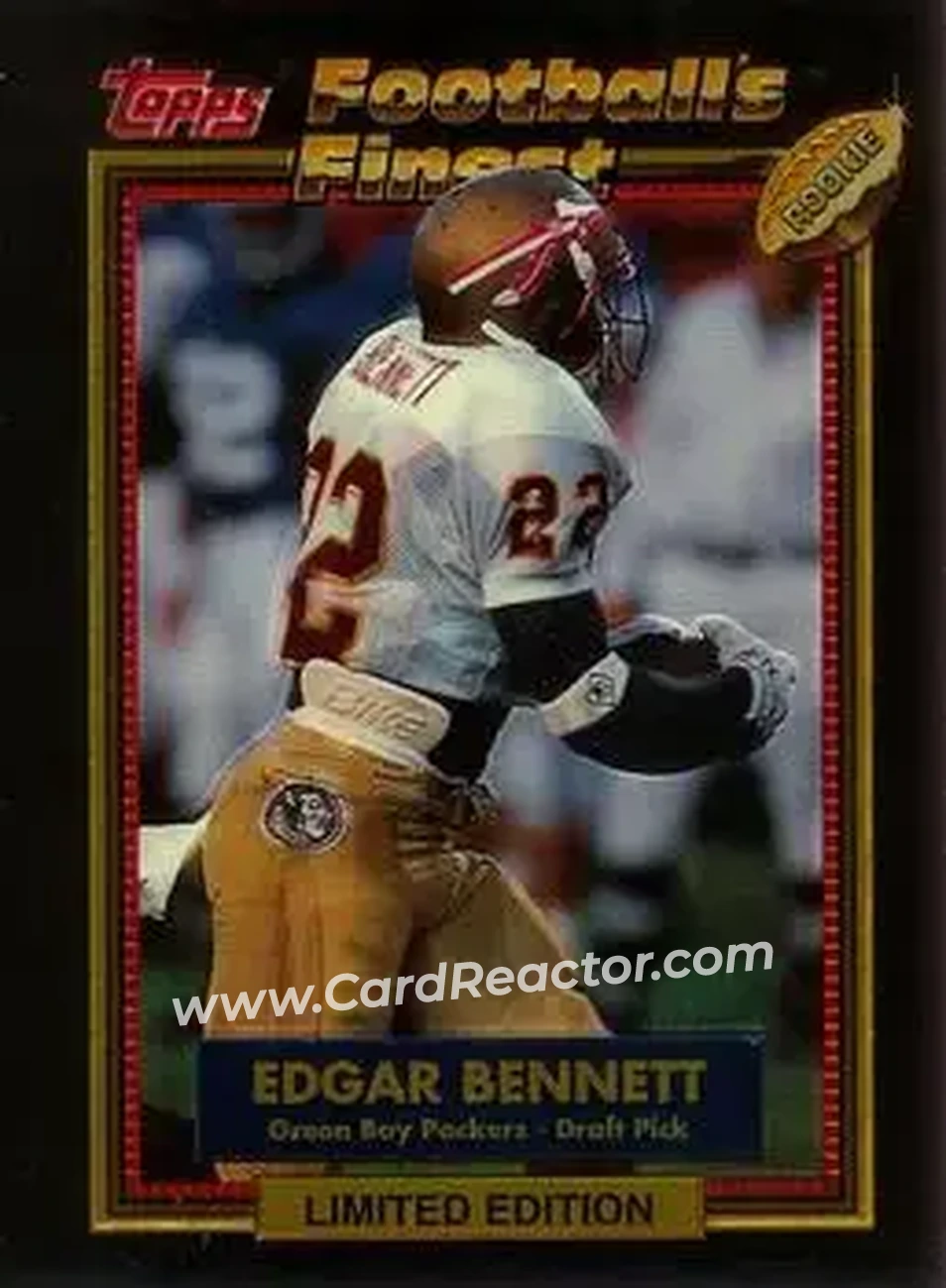 1992 Finest #34 - Edgar Bennett - Green Bay Packers - Front