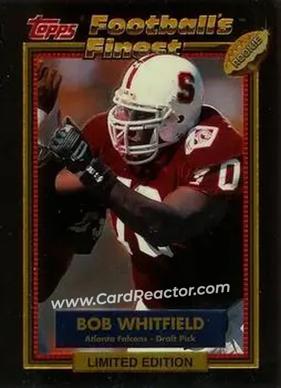 1992 Finest #44 - Bob Whitfield - Atlanta Falcons - Front