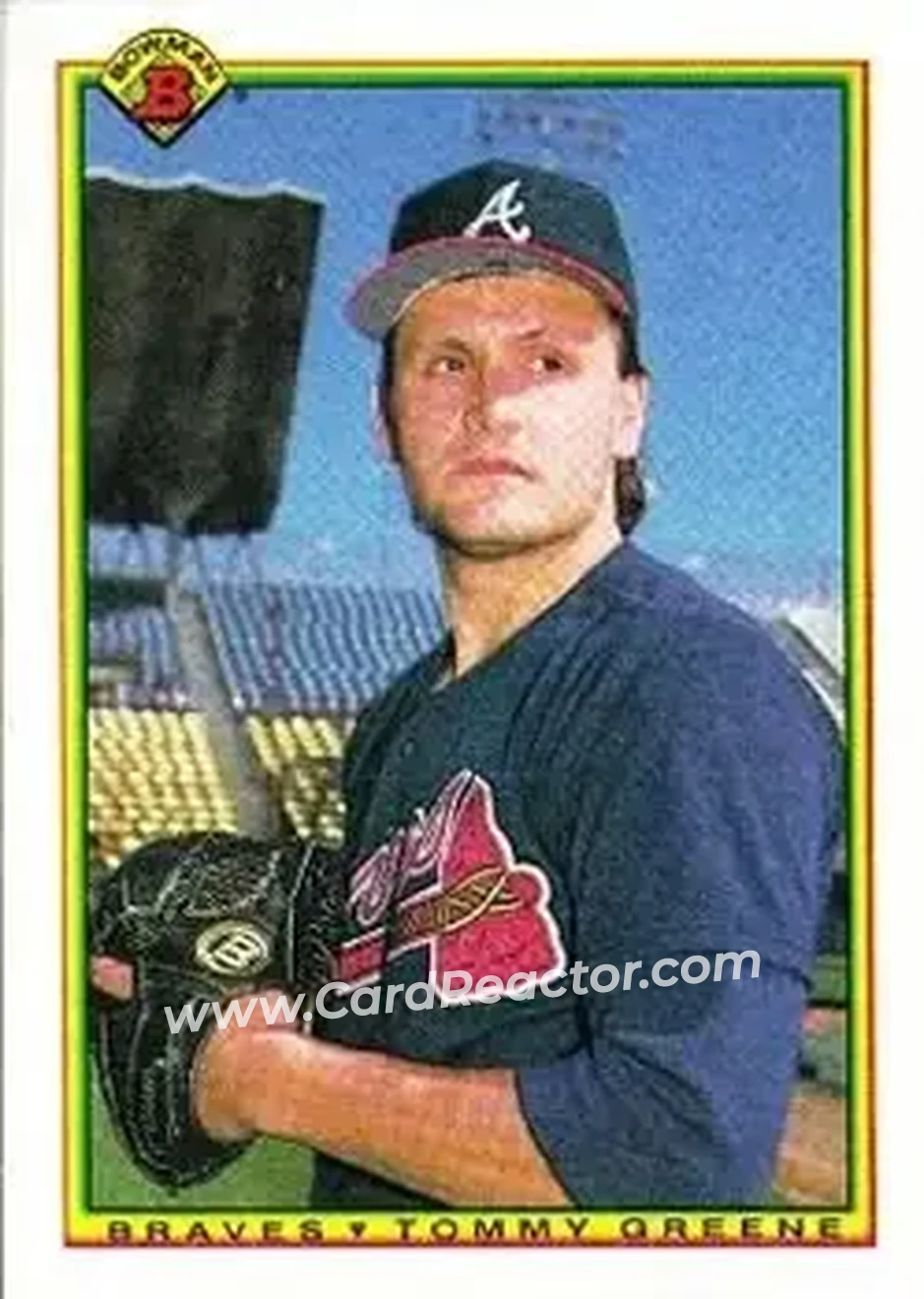 1990 Bowman #1 - Tommy Greene - Atlanta Braves - Front 1990 Bowman #1 - Tommy Greene - Atlanta Braves - Front