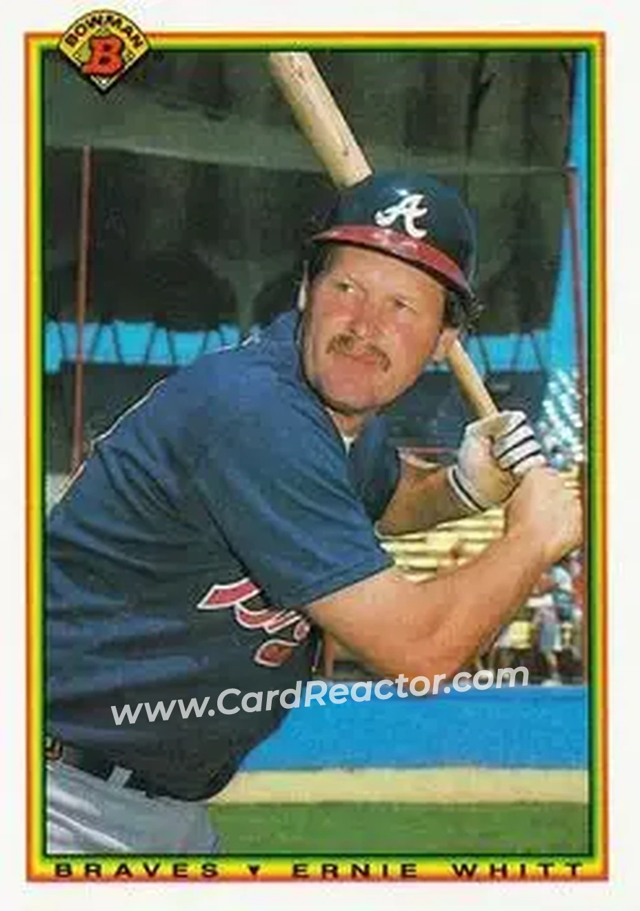 1990 Bowman #16 - Ernie Whitt - Atlanta Braves - Front 1990 Bowman #16 - Ernie Whitt - Atlanta Braves - Front