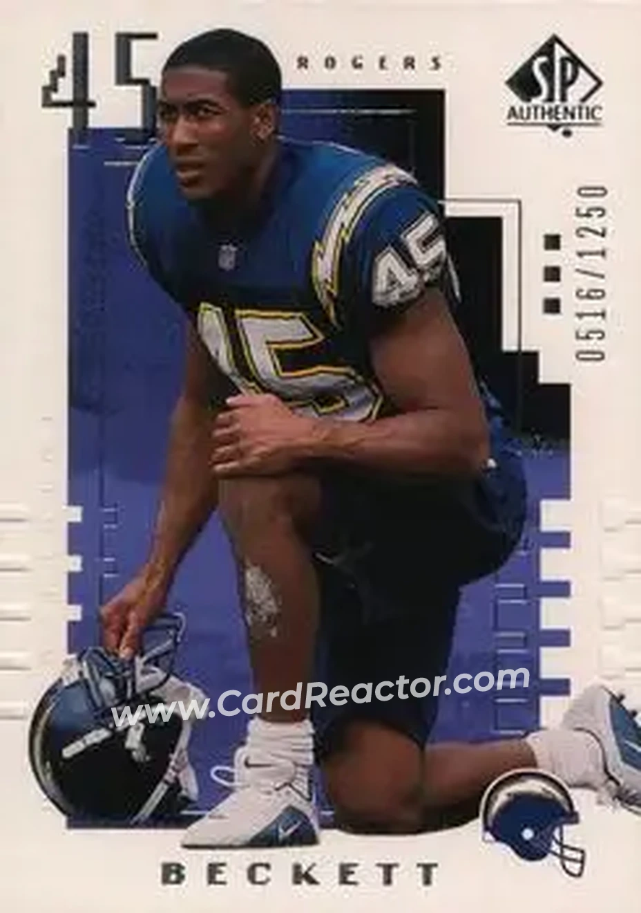 2000 SP Authentic #114 - Rogers Beckett - San Diego Chargers - Front 2000 SP Authentic #114 - Rogers Beckett - San Diego Chargers - Front