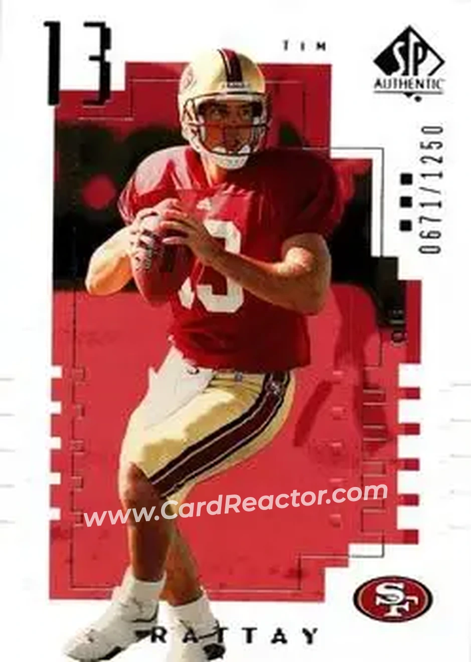 2000 SP Authentic #116 - Tim Rattay - San Francisco 49ers - Front 2000 SP Authentic #116 - Tim Rattay - San Francisco 49ers - Front
