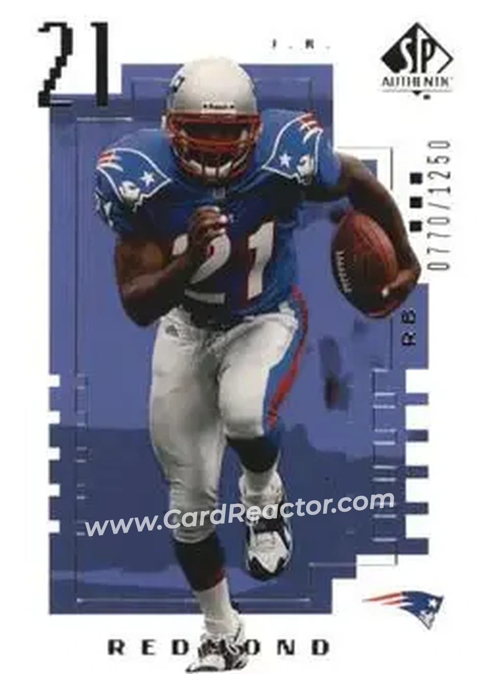 2000 SP Authentic #131 - J.R. Redmond - New England Patriots - Front 2000 SP Authentic #131 - J.R. Redmond - New England Patriots - Front