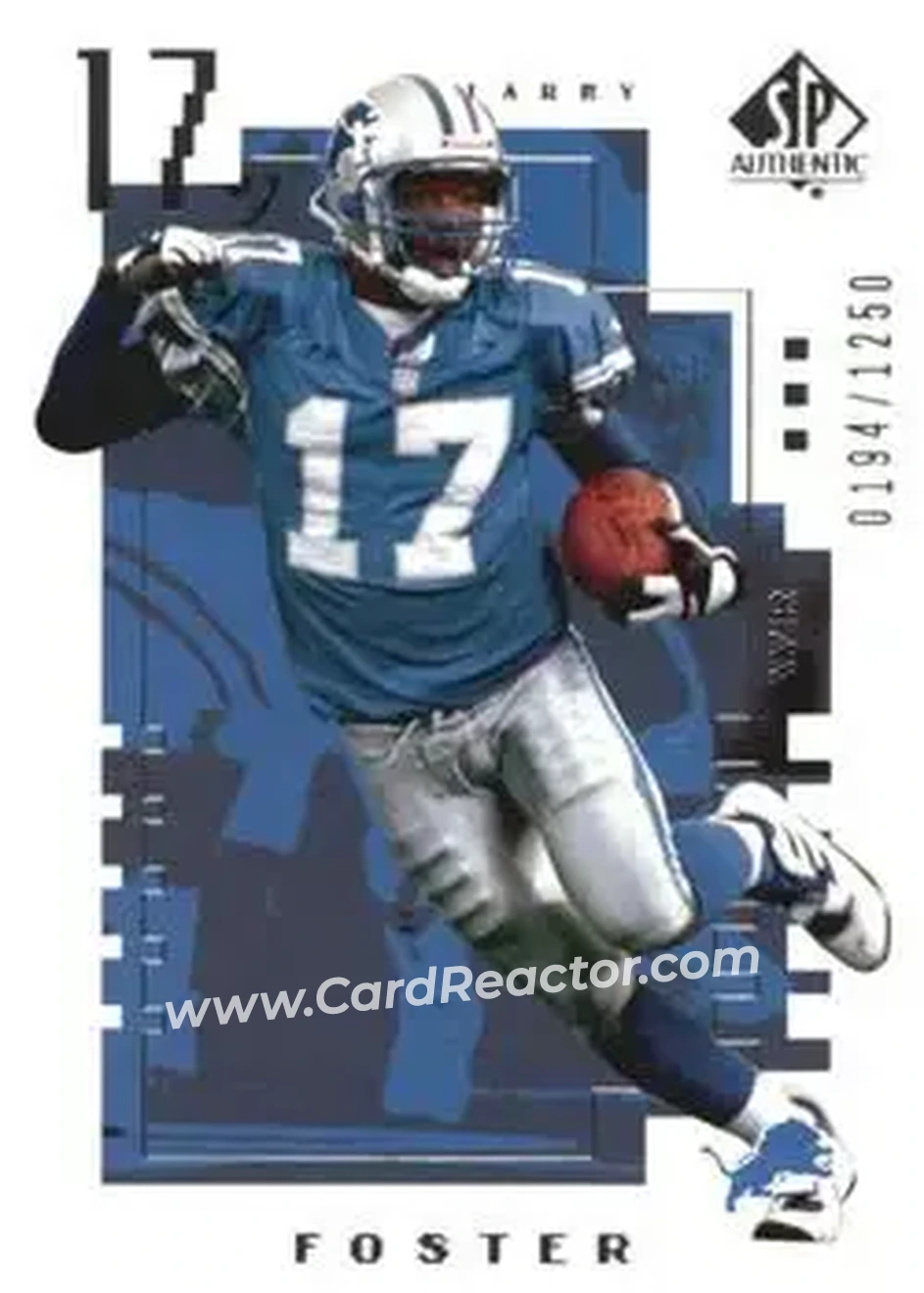 2000 SP Authentic #163 - Larry Foster - Detroit Lions - Front 2000 SP Authentic #163 - Larry Foster - Detroit Lions - Front