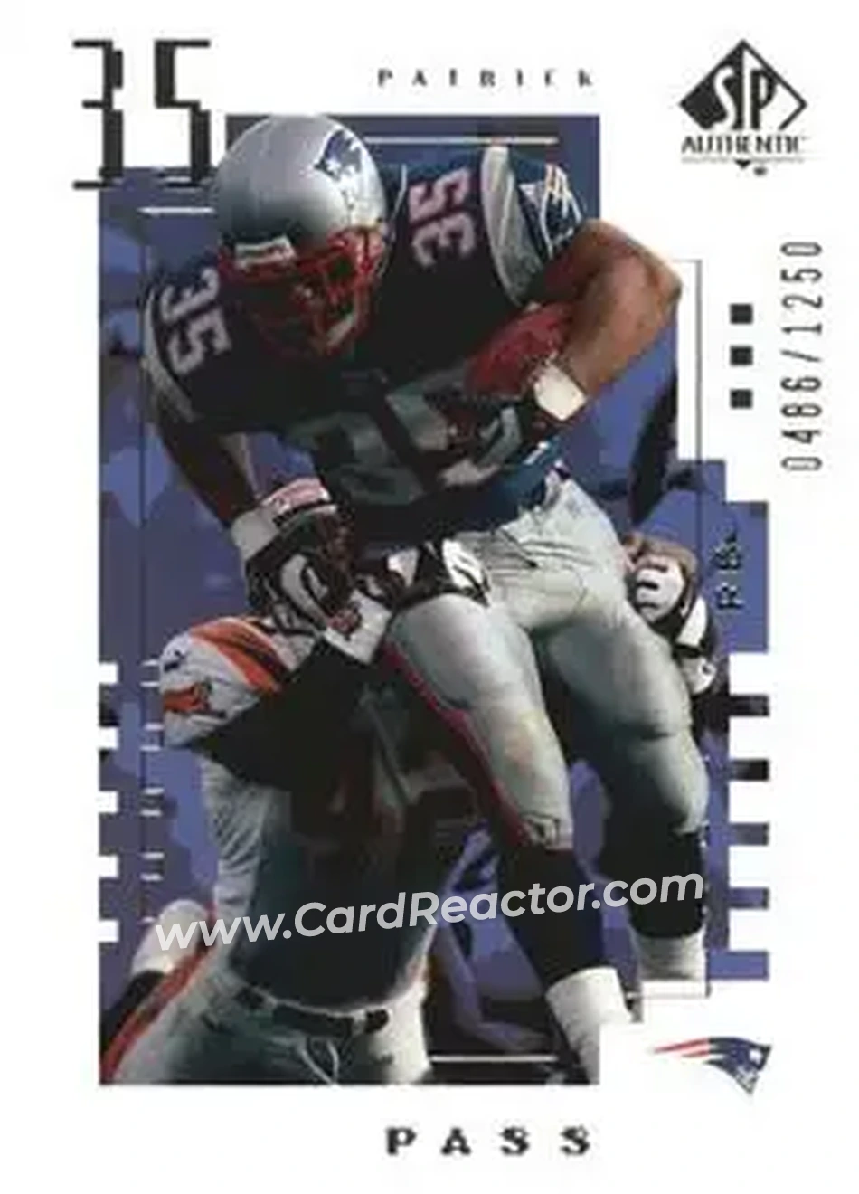 2000 SP Authentic #165 - Patrick Pass - New England Patriots - Front