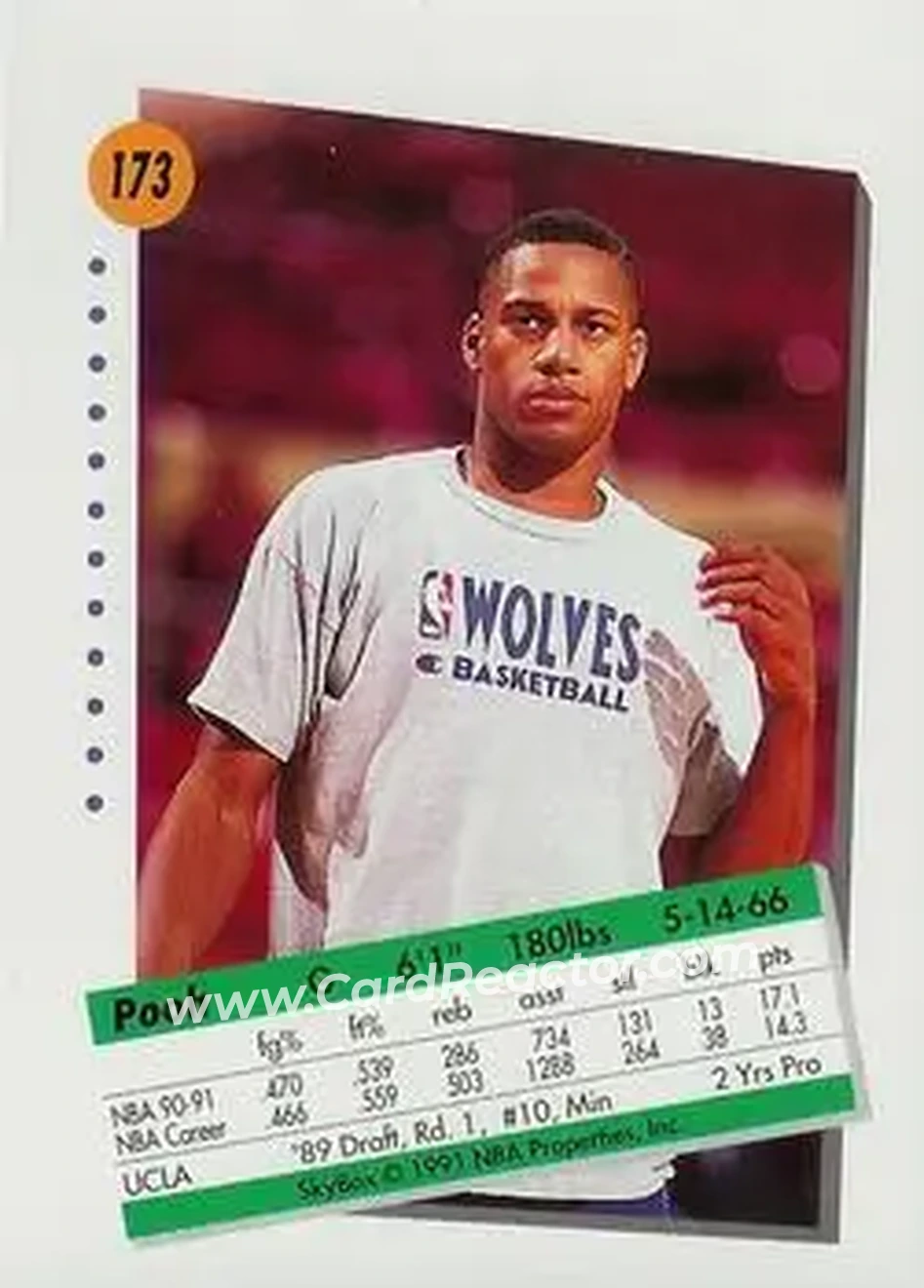 1991-92 SkyBox #173 - Pooh Richardson - Minnesota Timberwolves - Back