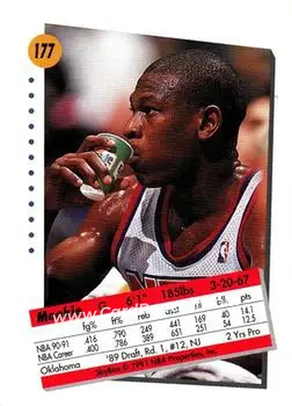 1991-92 SkyBox #177 - Mookie Blaylock - New Jersey Nets - Back