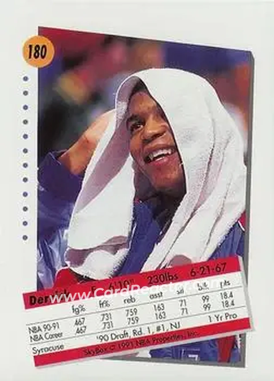 1991-92 SkyBox #180 - Derrick Coleman - New Jersey Nets - Back