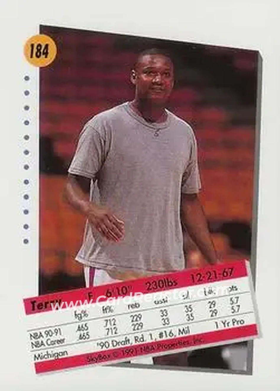 1991-92 SkyBox #184 - Terry Mills - New Jersey Nets - Back 1991-92 SkyBox #184 - Terry Mills - New Jersey Nets - Back
