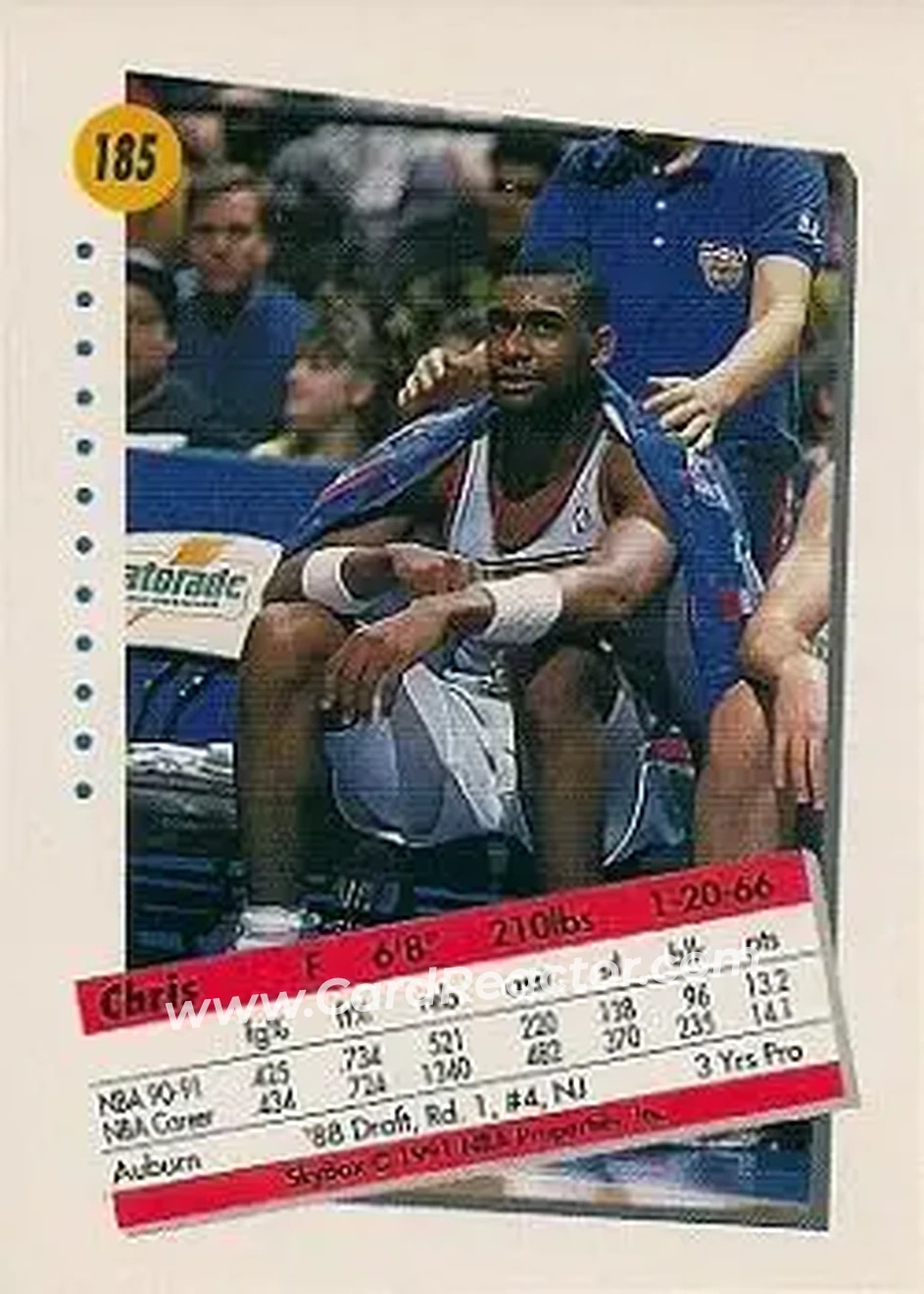 1991-92 SkyBox #185 - Chris Morris - New Jersey Nets - Back