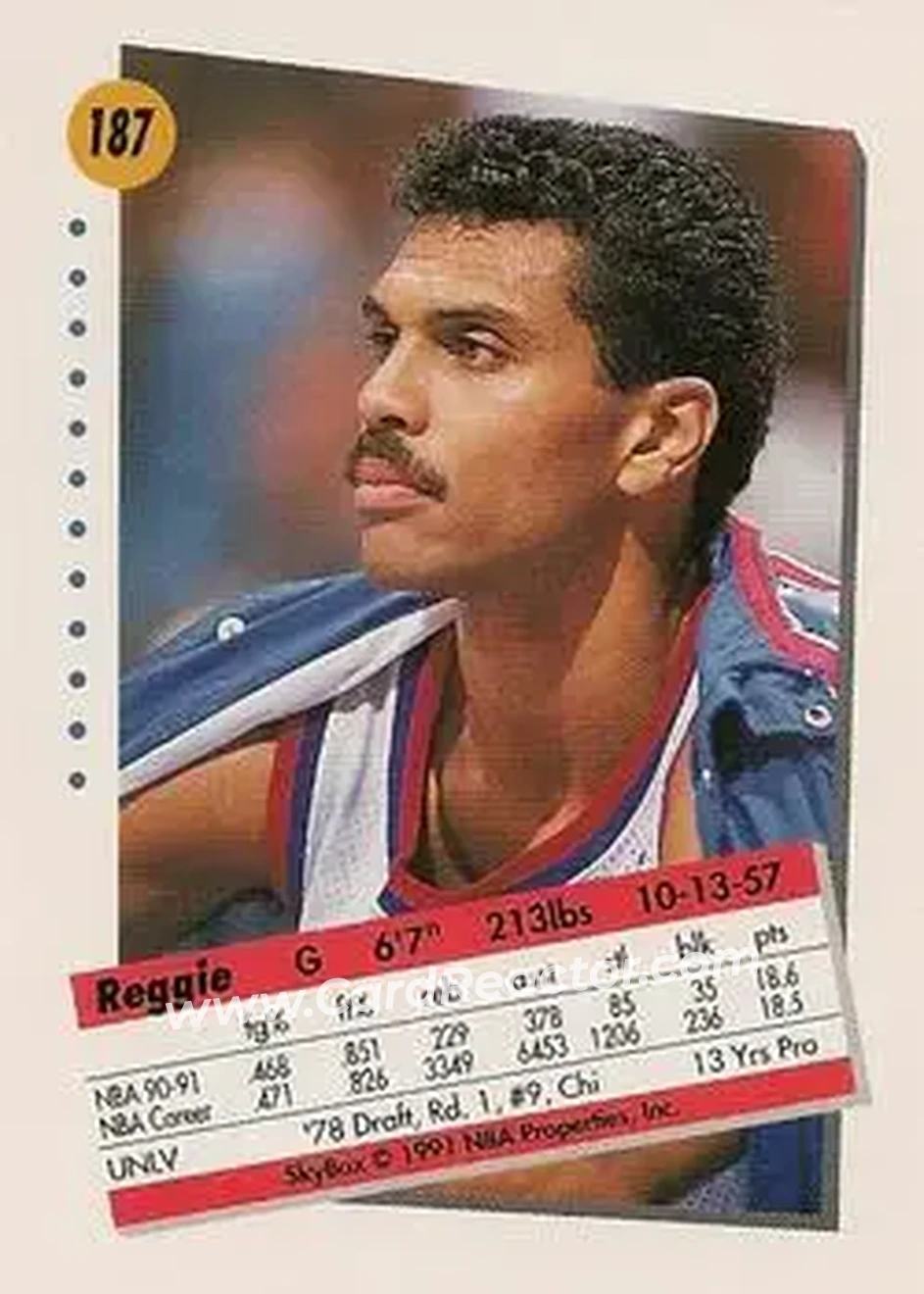 1991-92 SkyBox #187 - Reggie Theus - New Jersey Nets - Back