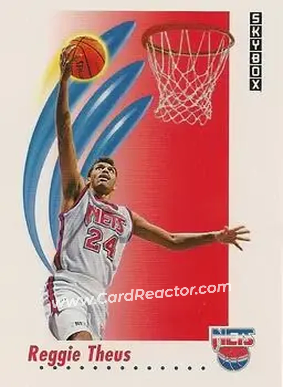 1991-92 SkyBox #187 - Reggie Theus - New Jersey Nets - Front