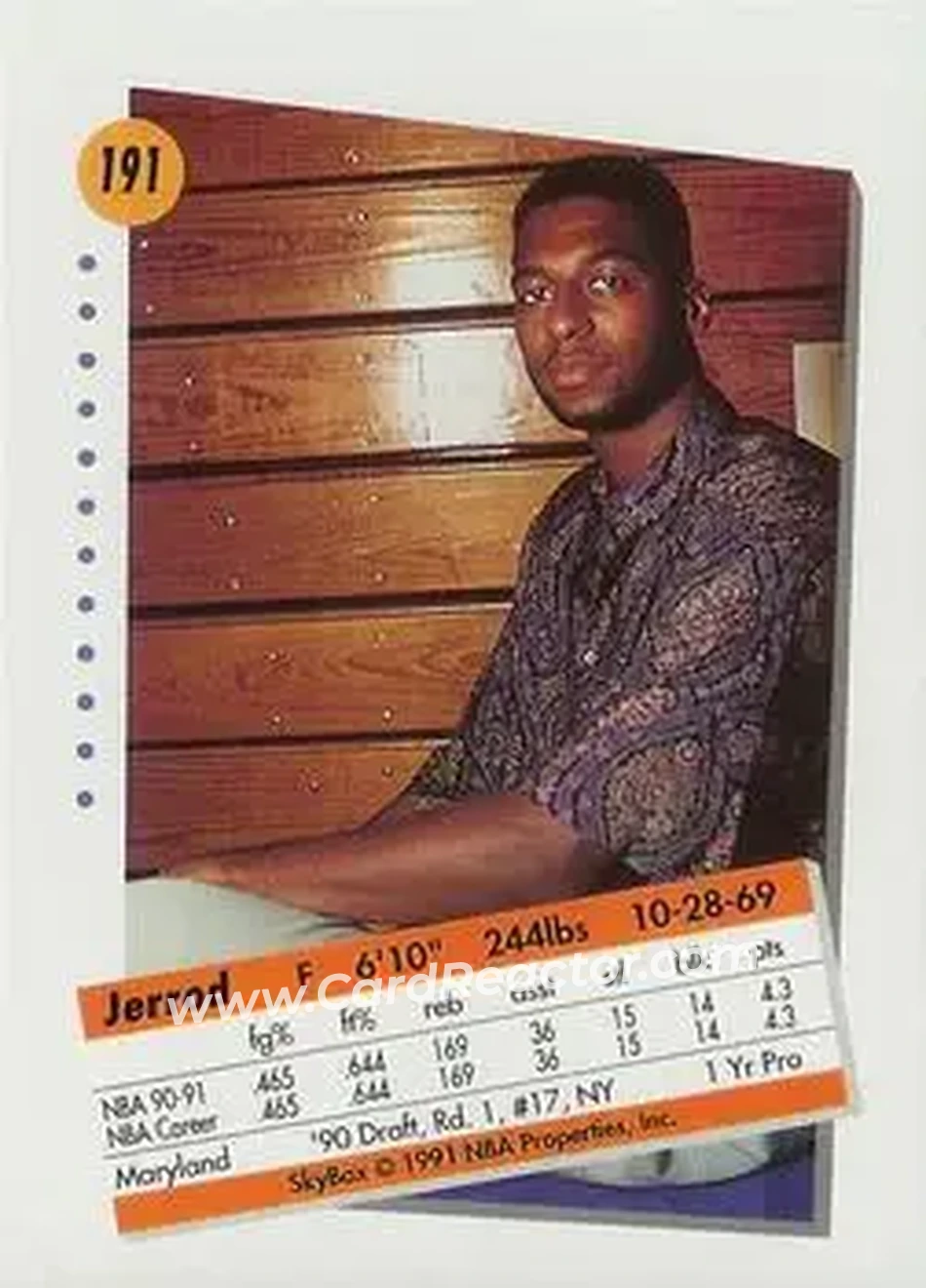 1991-92 SkyBox #191 - Jerrod Mustaf - New York Knicks - Back