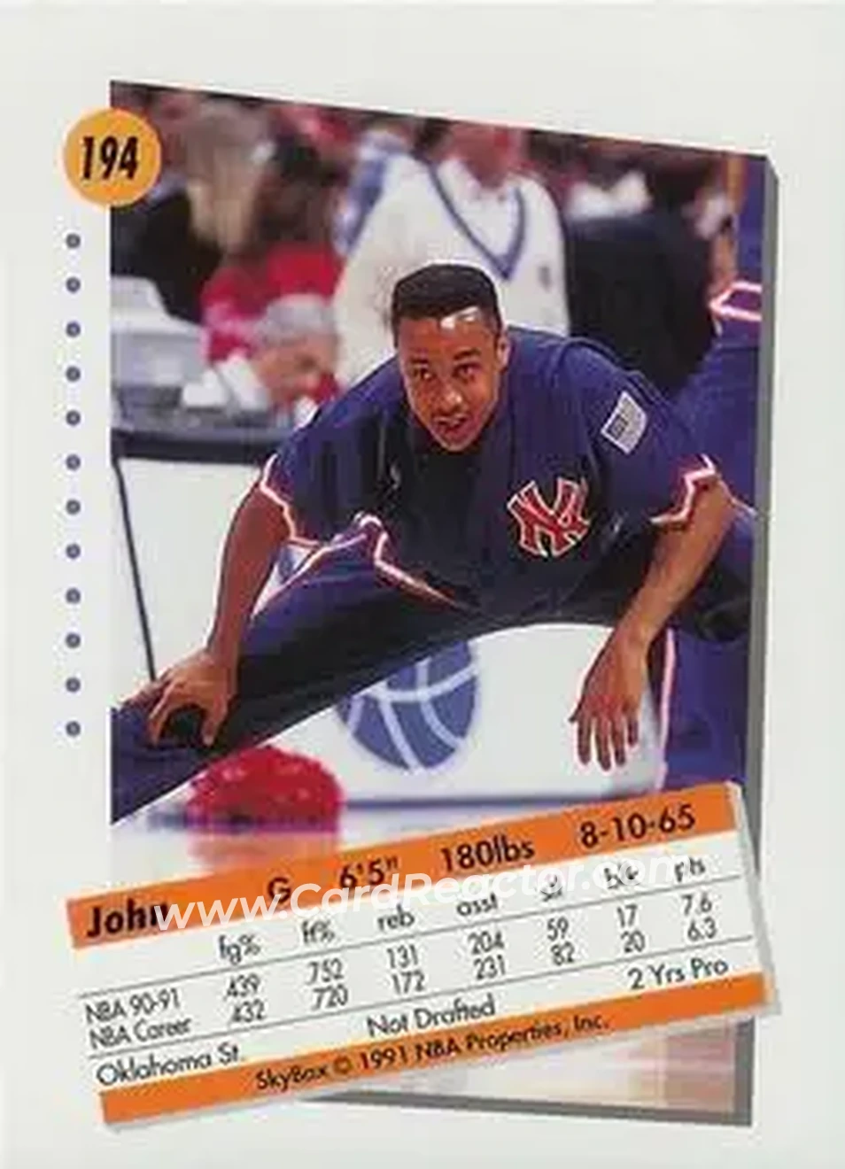 1991-92 SkyBox #194 - John Starks - New York Knicks - Back