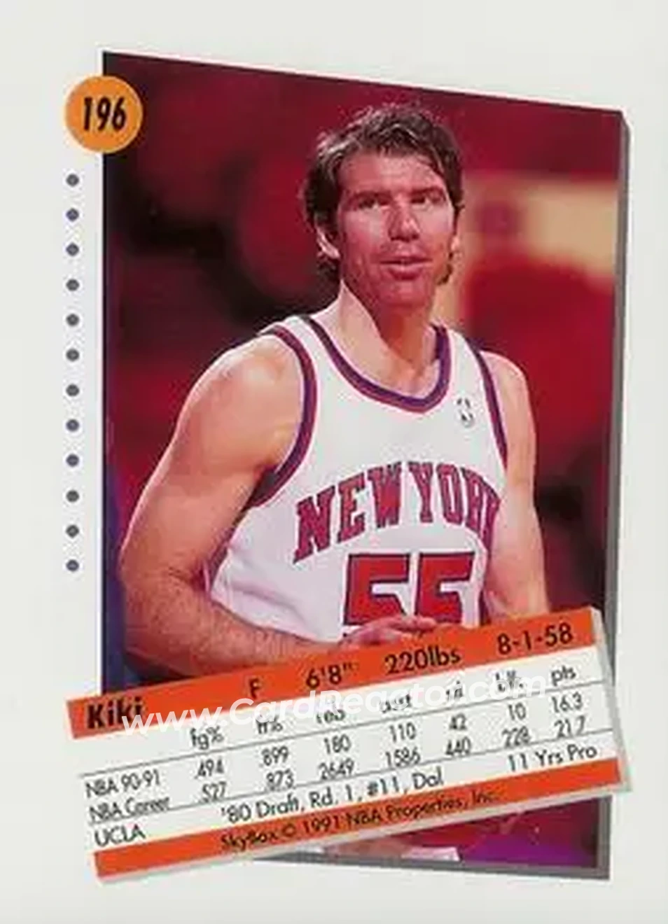 1991-92 SkyBox #196 - Kiki Vandeweghe - New York Knicks - Back 1991-92 SkyBox #196 - Kiki Vandeweghe - New York Knicks - Back