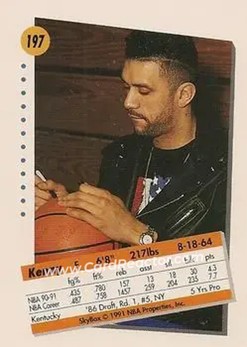 1991-92 SkyBox #197 - Kenny Walker - New York Knicks - Back 1991-92 SkyBox #197 - Kenny Walker - New York Knicks - Back