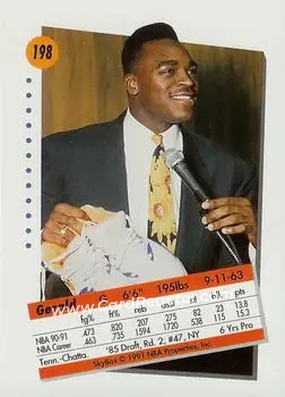 1991-92 SkyBox #198 - Gerald Wilkins - New York Knicks - Back 1991-92 SkyBox #198 - Gerald Wilkins - New York Knicks - Back