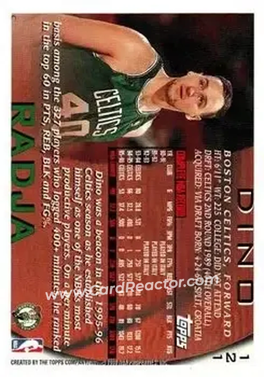 1996-97 Topps #121 - Dino Radja - Boston Celtics - Back