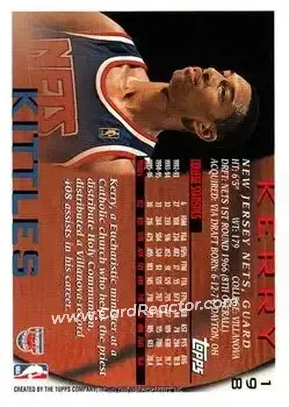 1996-97 Topps #198 - Kerry Kittles - New Jersey Nets - Back
