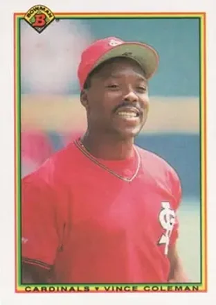 1990 Bowman #198 - Vince Coleman - St. Louis Cardinals 1990 Bowman #198 - Vince Coleman - St. Louis Cardinals