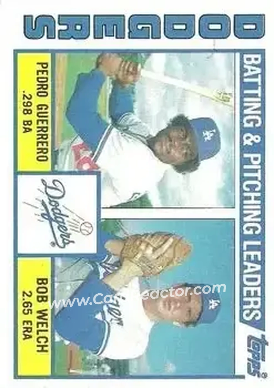 1984 Topps #306 - Dodgers Leaders - Checklist (Pedro Guerrero - Bob Welch) TL, CL - Los Angeles Dodgers - Los Angeles Dodgers - Front