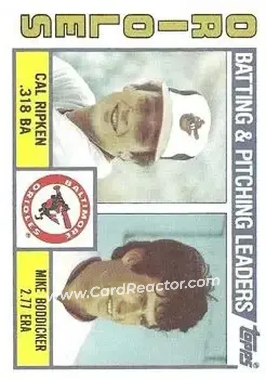 1984 Topps #426 - Orioles Leaders - Checklist (Cal Ripken - Mike Boddicker) TL, CL - Baltimore Orioles - Baltimore Orioles - Front