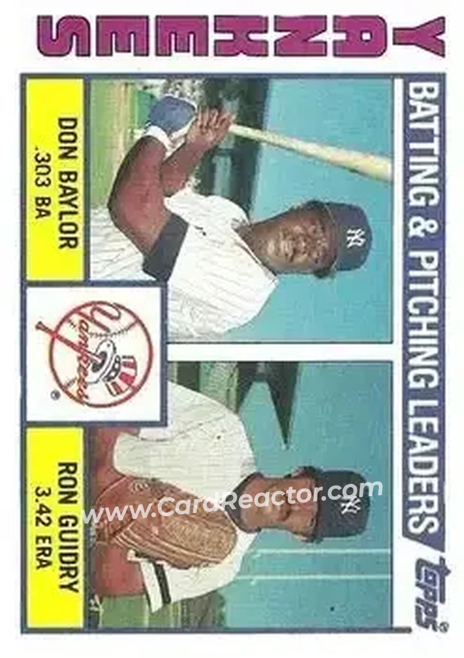 1984 Topps #486 - Yankees Leaders - Checklist (Don Baylor - Ron Guidry) TL, CL - New York Yankees - New York Yankees - Front