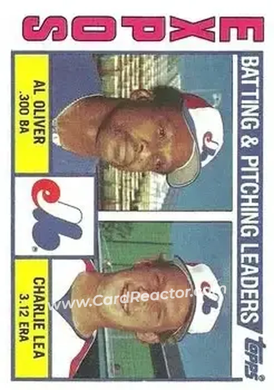 1984 Topps #516 - Expos Leaders - Checklist (Al Oliver - Charlie Lea) TL, CL - Montreal Expos - Montreal Expos - Front