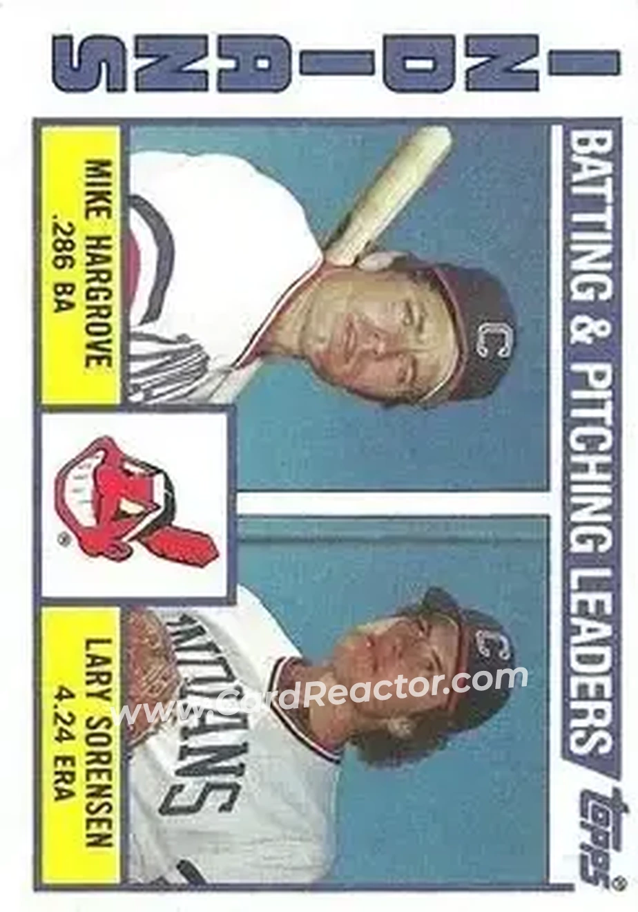 1984 Topps #546 - Indians Leaders - Checklist (Mike Hargrove - Lary Sorensen) TL, CL - Cleveland Indians - Cleveland Indians - Front
