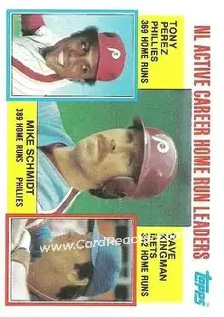 1984 Topps #703 - NL Active Career Home Run Leaders (Mike Schmidt - Tony Perez - Dave Kingman) ACL - Philadelphia Phillies - New York Mets - Front
