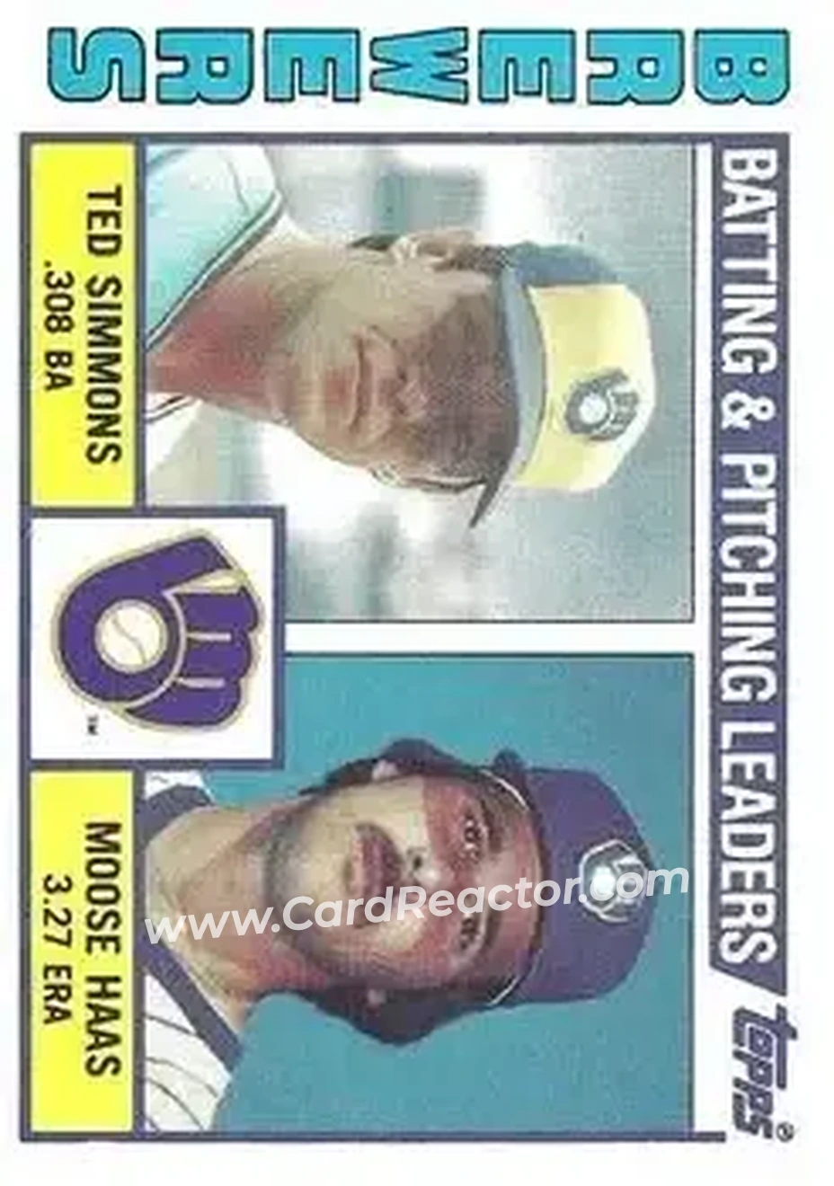 1984 Topps #726 - Brewers Leaders - Checklist (Ted Simmons - Moose Haas) TL, CL - Milwaukee Brewers - Milwaukee Brewers - Front