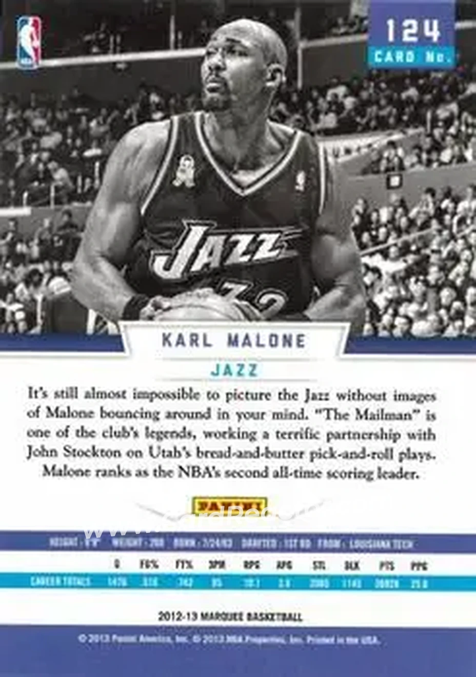 2012-13 Panini Marquee #124 - Karl Malone - Utah Jazz - Back 2012-13 Panini Marquee #124 - Karl Malone - Utah Jazz - Back
