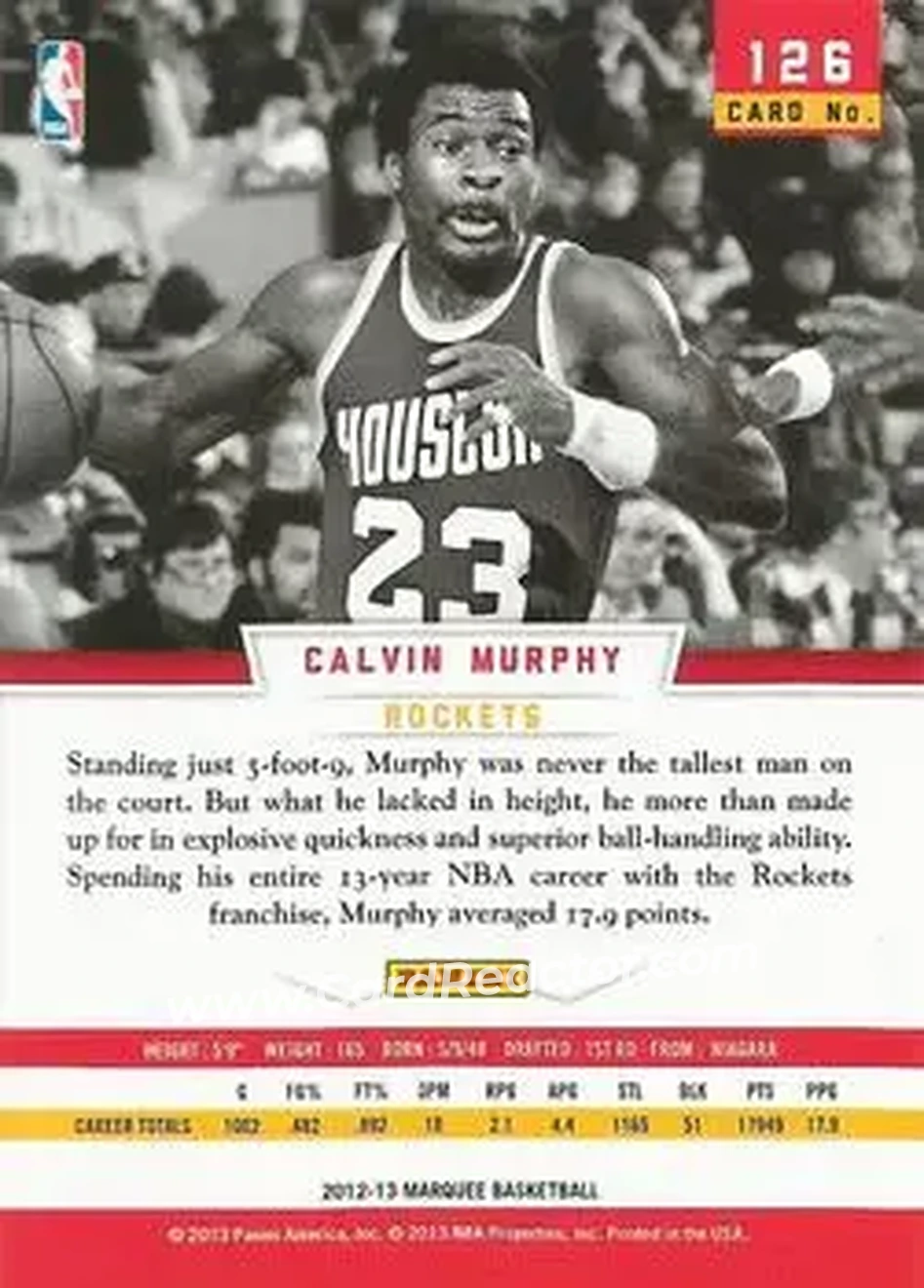 2012-13 Panini Marquee #126 - Calvin Murphy - Houston Rockets - Back