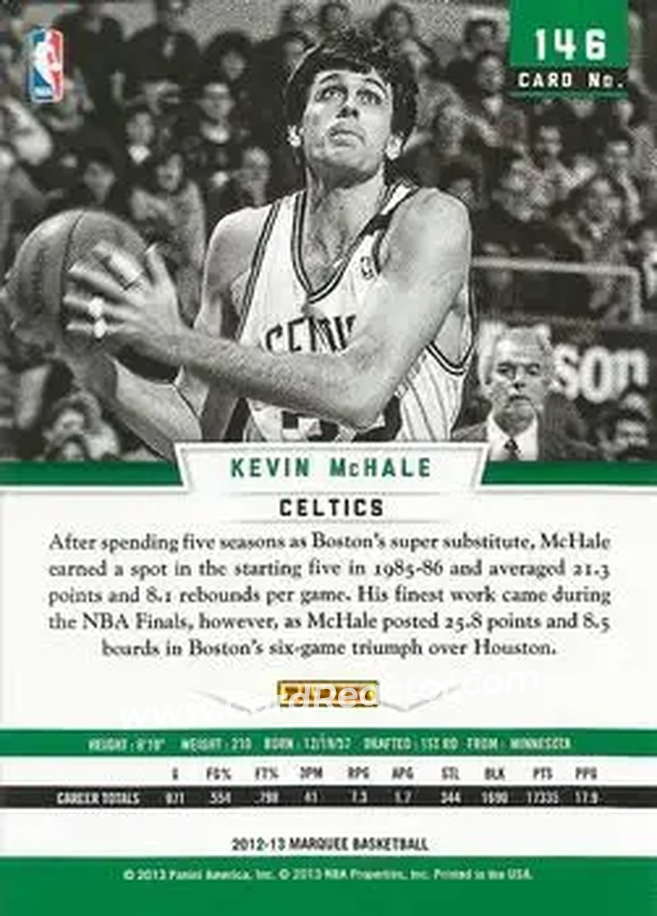 2012-13 Panini Marquee #146 - Kevin McHale - Boston Celtics - Back