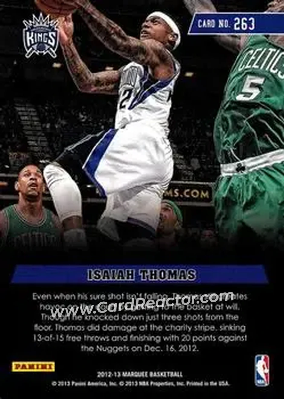 2012-13 Panini Marquee #263 - Isaiah Thomas - Sacramento Kings - Back