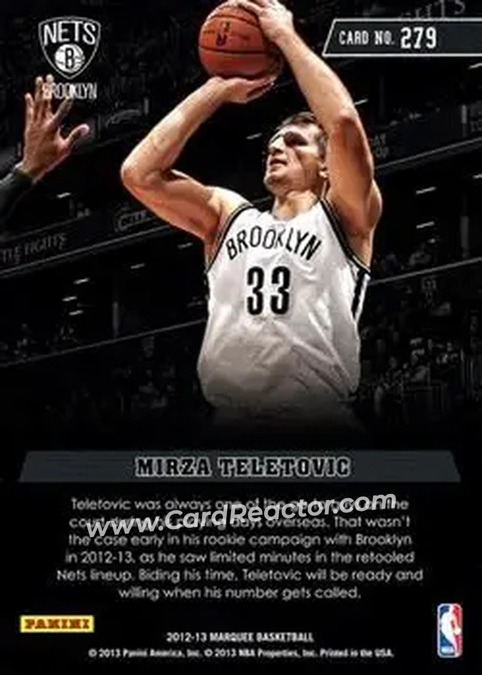 2012-13 Panini Marquee #279 - Mirza Teletović - Brooklyn Nets - Back