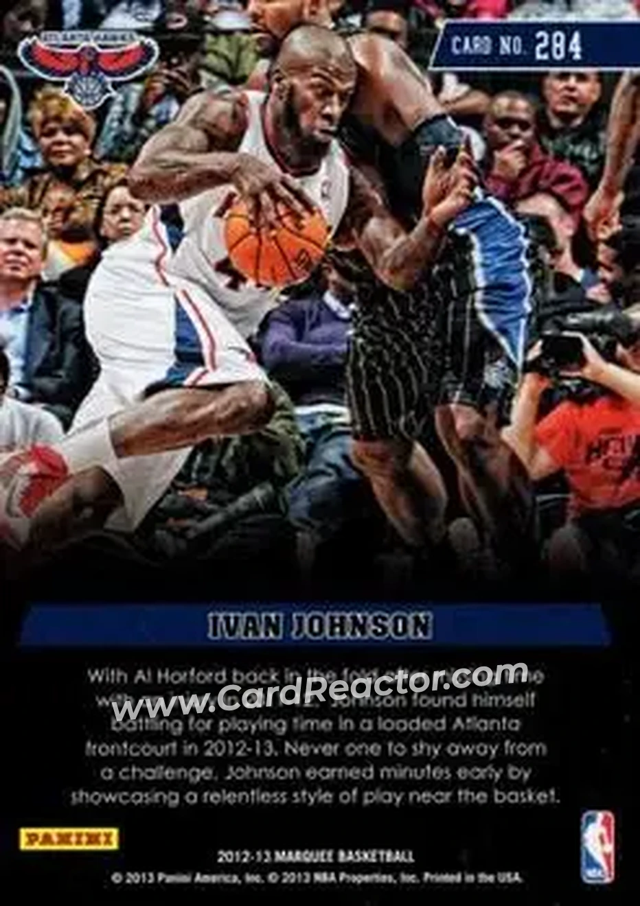 2012-13 Panini Marquee #284 - Ivan Johnson - Atlanta Hawks - Back 2012-13 Panini Marquee #284 - Ivan Johnson - Atlanta Hawks - Back
