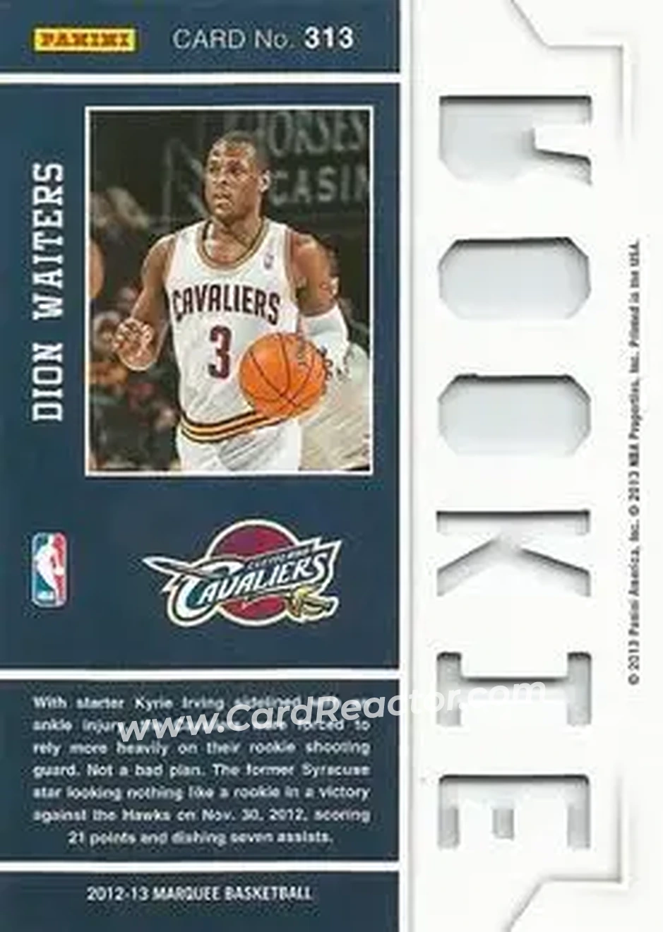 2012-13 Panini Marquee #313 - Dion Waiters - Cleveland Cavaliers - Back