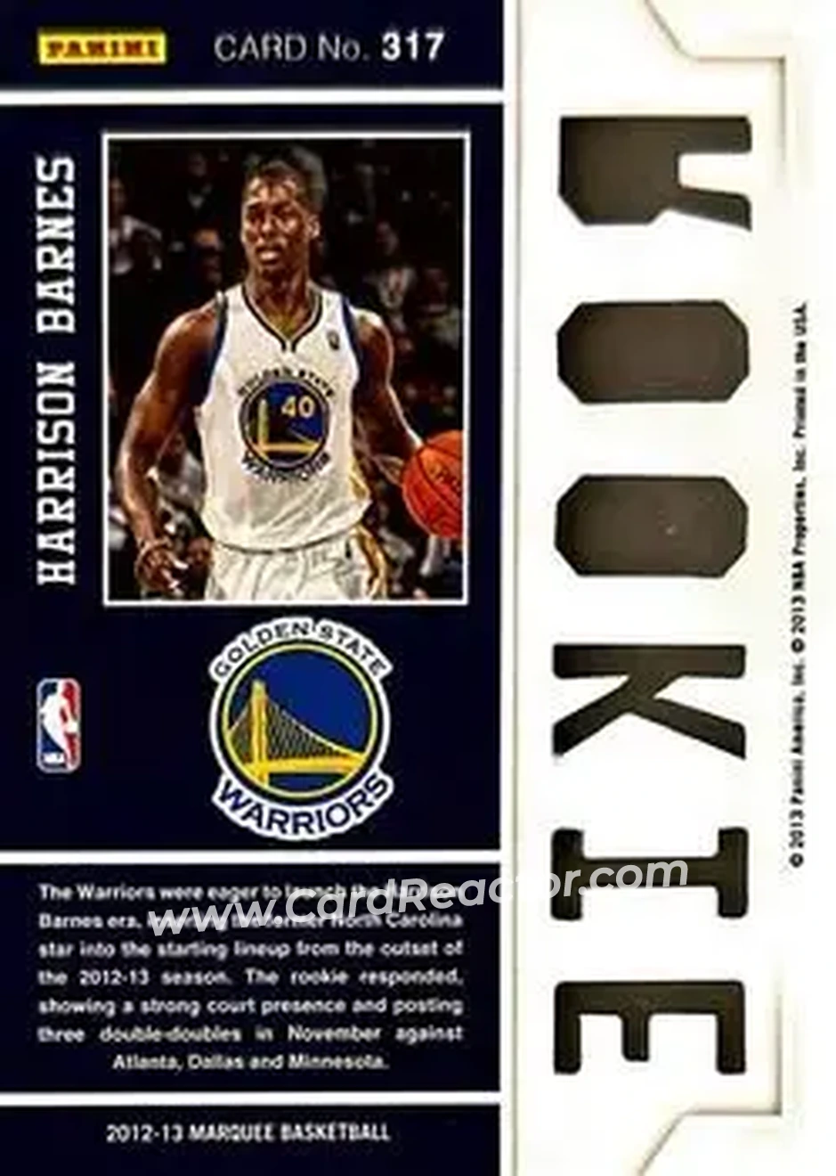 2012-13 Panini Marquee #317 - Harrison Barnes - Golden State Warriors - Back 2012-13 Panini Marquee #317 - Harrison Barnes - Golden State Warriors - Back