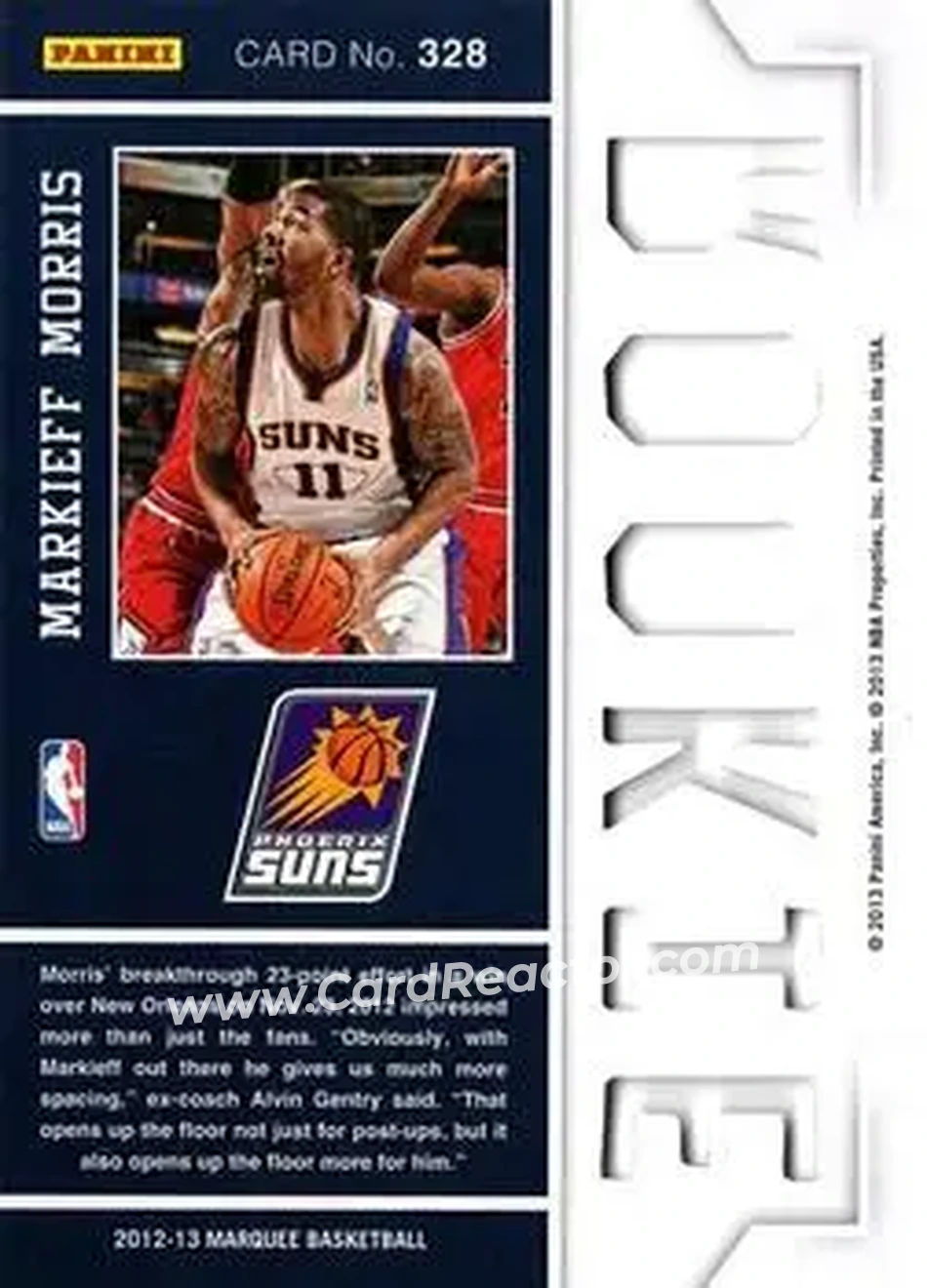2012-13 Panini Marquee #328 - Markieff Morris - Phoenix Suns - Back 2012-13 Panini Marquee #328 - Markieff Morris - Phoenix Suns - Back