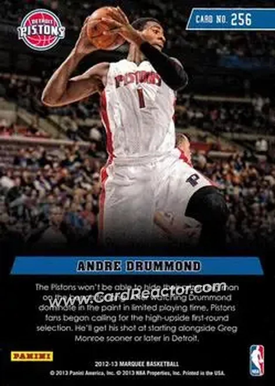 2012-13 Panini Marquee #256 - Andre Drummond - Detroit Pistons - Back 2012-13 Panini Marquee #256 - Andre Drummond - Detroit Pistons - Back