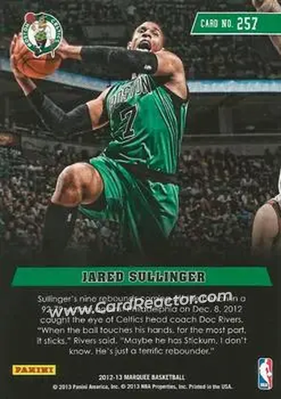 2012-13 Panini Marquee #257 - Jared Sullinger - Boston Celtics - Back 2012-13 Panini Marquee #257 - Jared Sullinger - Boston Celtics - Back
