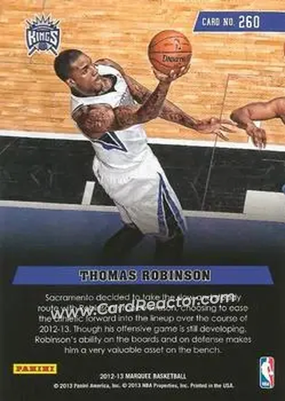 2012-13 Panini Marquee #260 - Thomas Robinson - Sacramento Kings - Back 2012-13 Panini Marquee #260 - Thomas Robinson - Sacramento Kings - Back