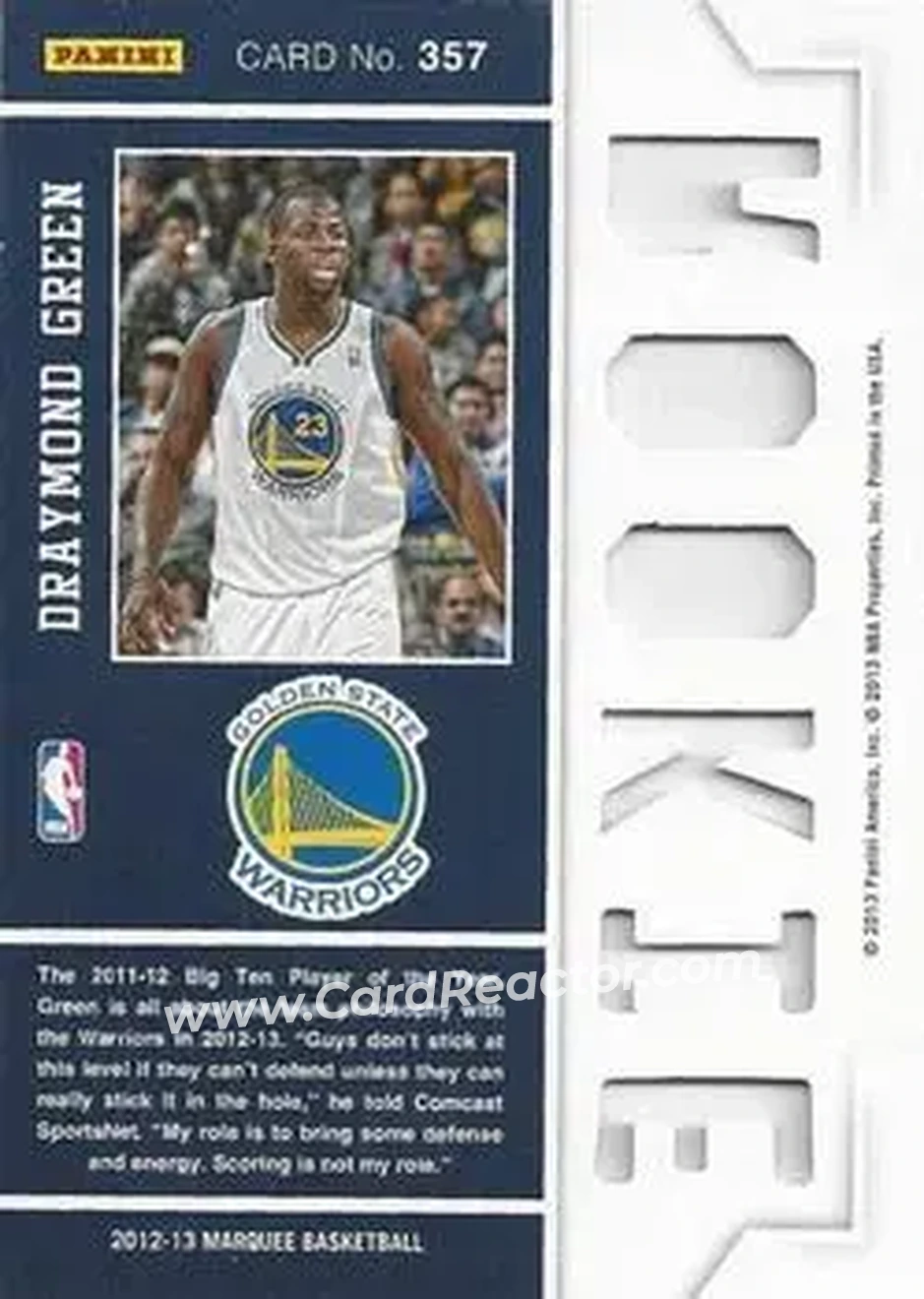 2012-13 Panini Marquee #357 - Draymond Green - Golden State Warriors - Back