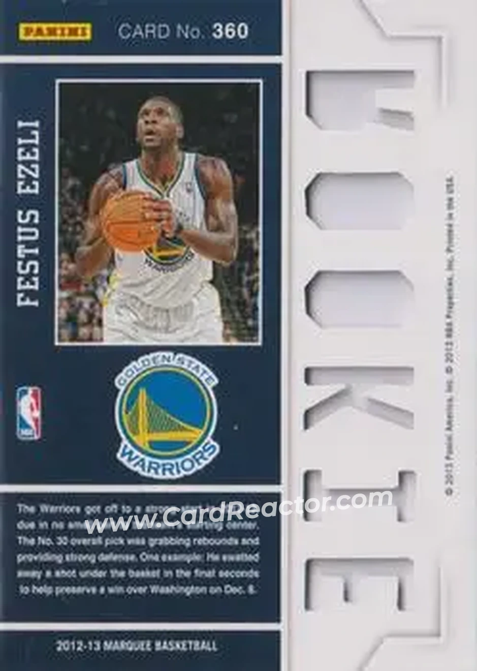 2012-13 Panini Marquee #360 - Festus Ezeli - Golden State Warriors - Back