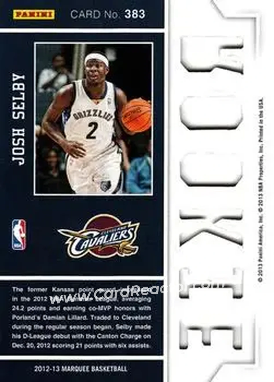 2012-13 Panini Marquee #383 - Josh Selby - Cleveland Cavaliers - Back 2012-13 Panini Marquee #383 - Josh Selby - Cleveland Cavaliers - Back