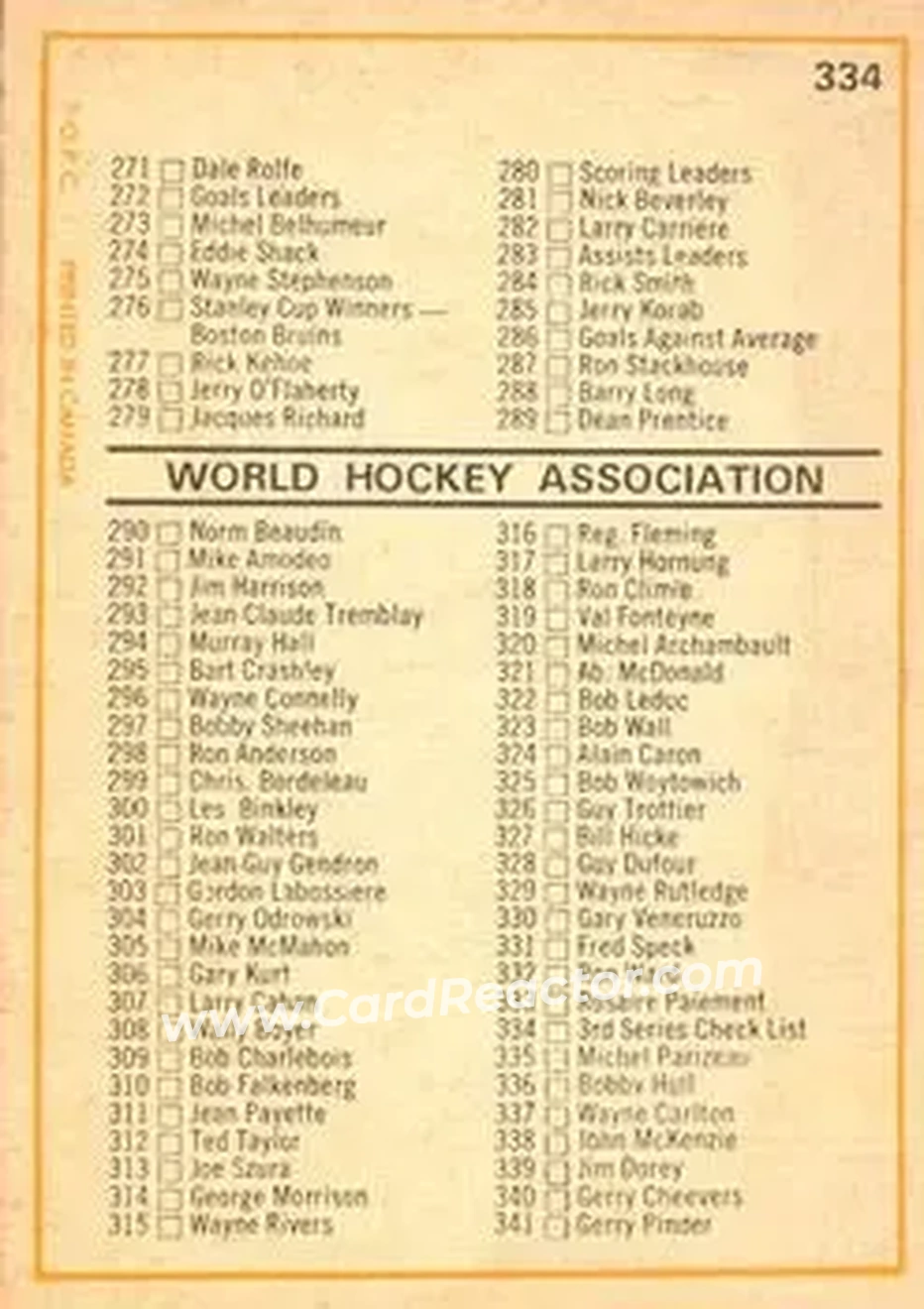 1972-73 O-Pee-Chee #334 - 3rd Series Checklist 210-341 CL, COR - Back