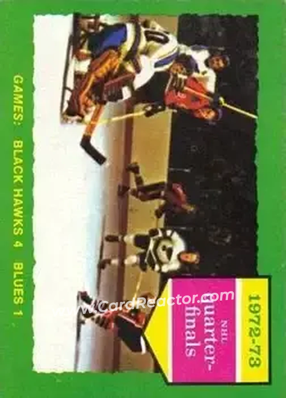 1973-74 O-Pee-Chee #193 - 1972-73 NHL Quarter-Finals (Series C) - Chicago Blackhawks - St. Louis Blues - Front