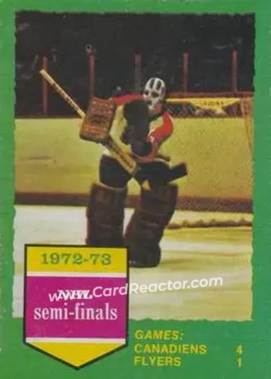 1973-74 O-Pee-Chee #195 - 1972-73 NHL Semi-Finals (Series E) - Montreal Canadiens - Philadelphia Flyers - Front