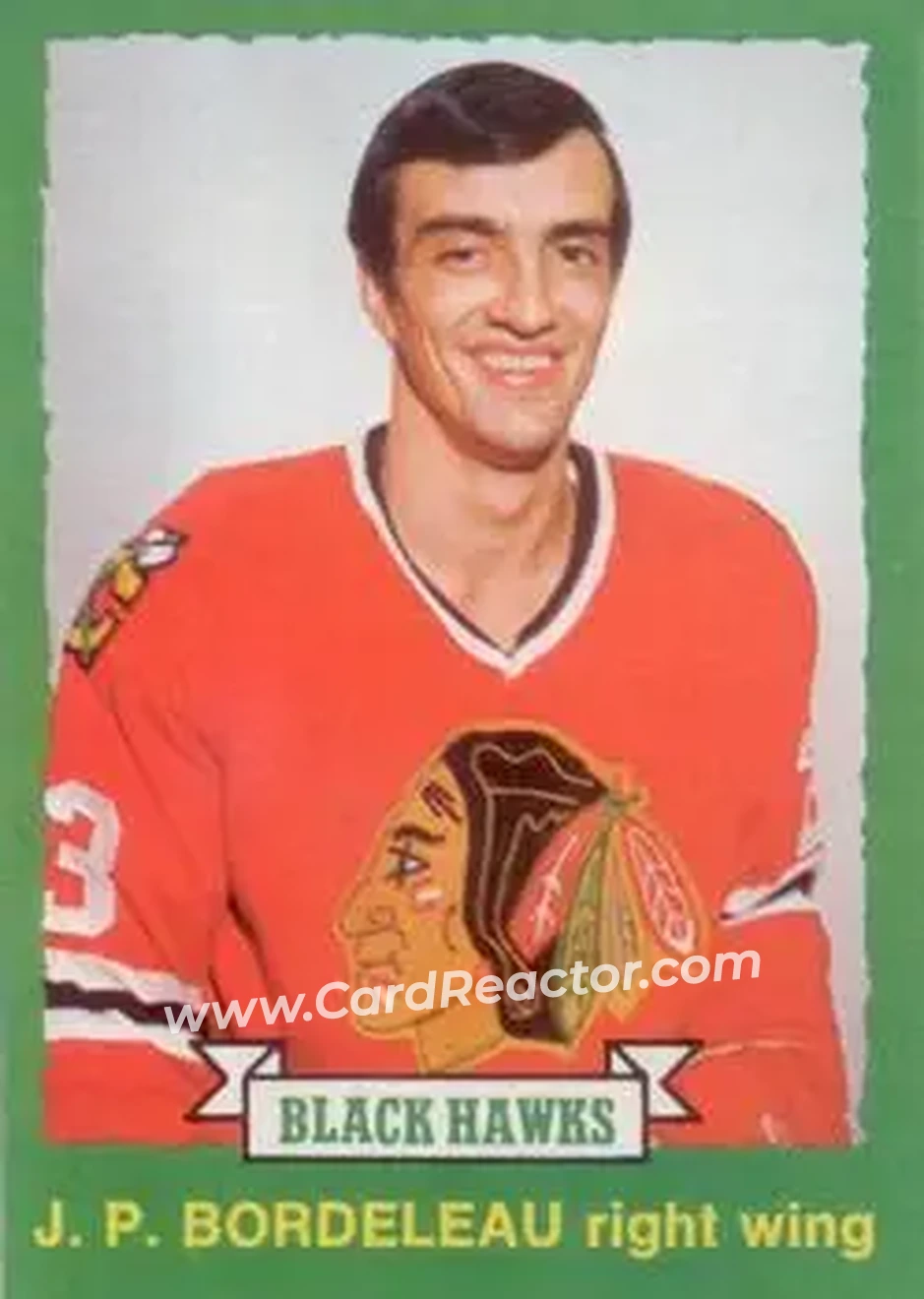 1973-74 O-Pee-Chee #258 - J.P. Bordeleau - Chicago Blackhawks - Front 1973-74 O-Pee-Chee #258 - J.P. Bordeleau - Chicago Blackhawks - Front